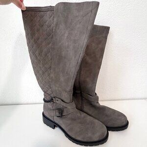 Torrid Taupe Gray Stitched Buckle Detail Knee Boots - Size 11